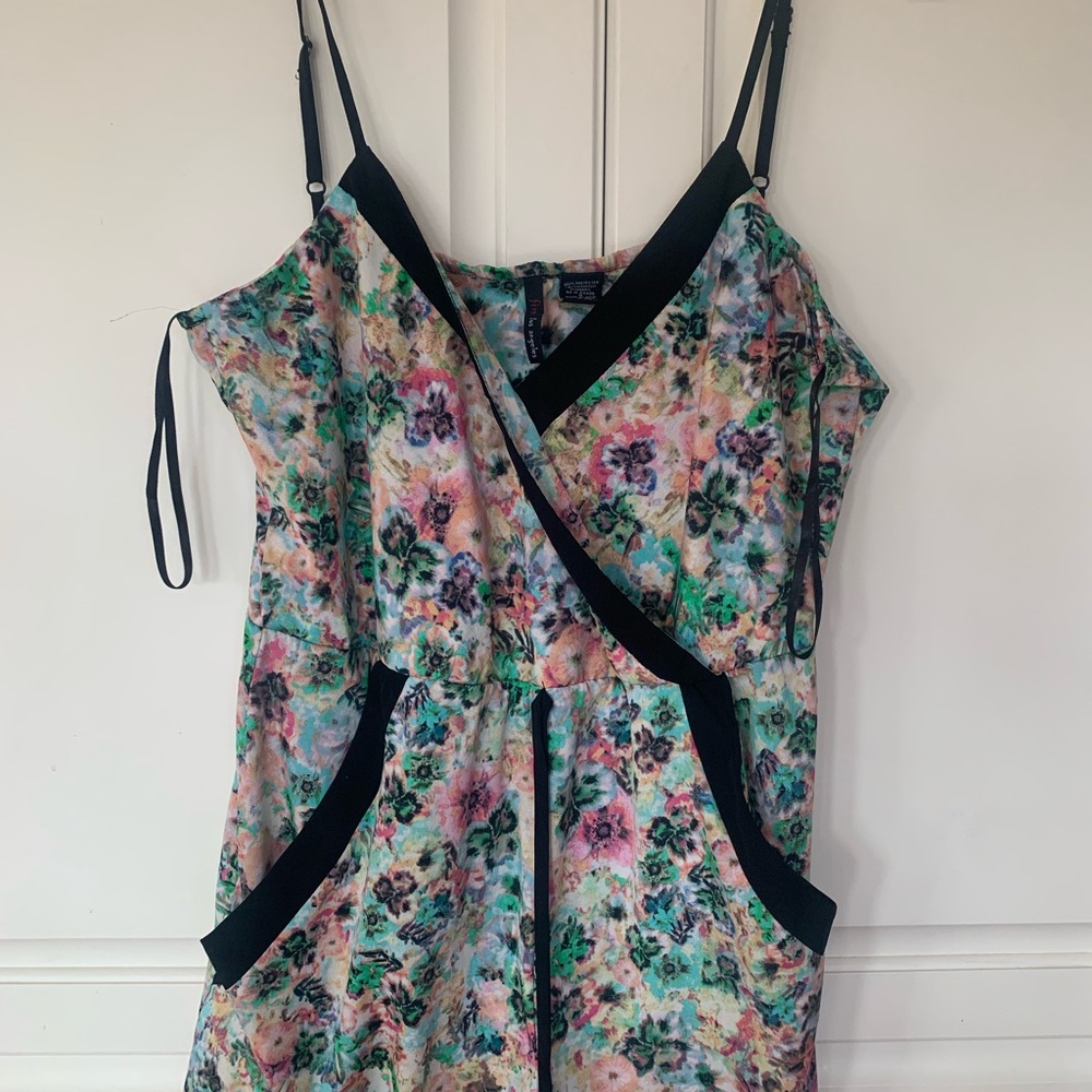 Floral Wrap Dress with Black Accents